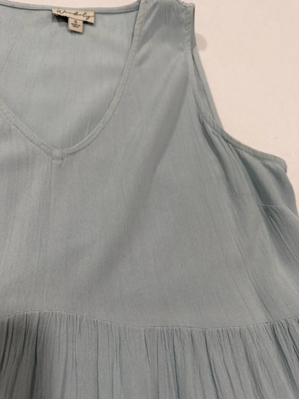 Wanderly Light Blue Boho Maxi Dress Sleeveless Lace Size S - Picture 4 of 9